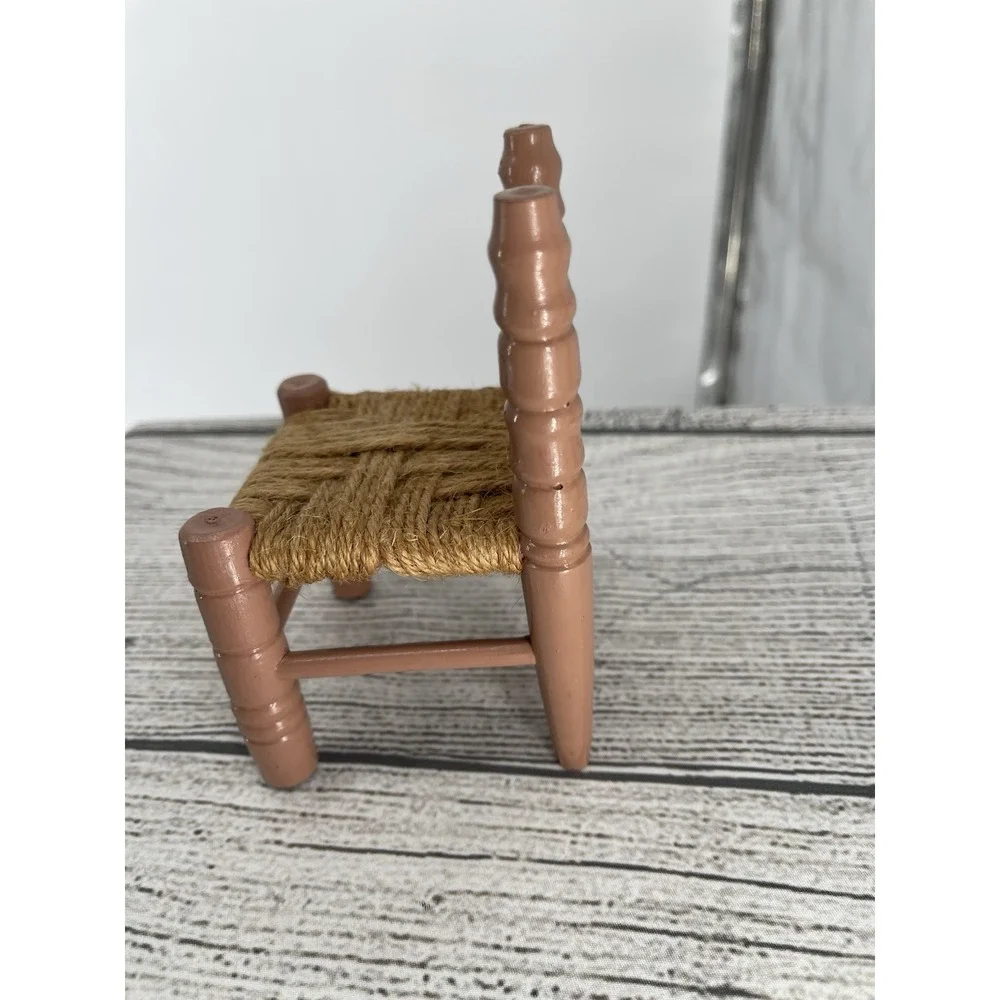 Vintage doll's wooden Chair  With Heart Design